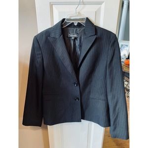Evan Picone Black Label Black Pin Stripe‎ Jacket Size 14